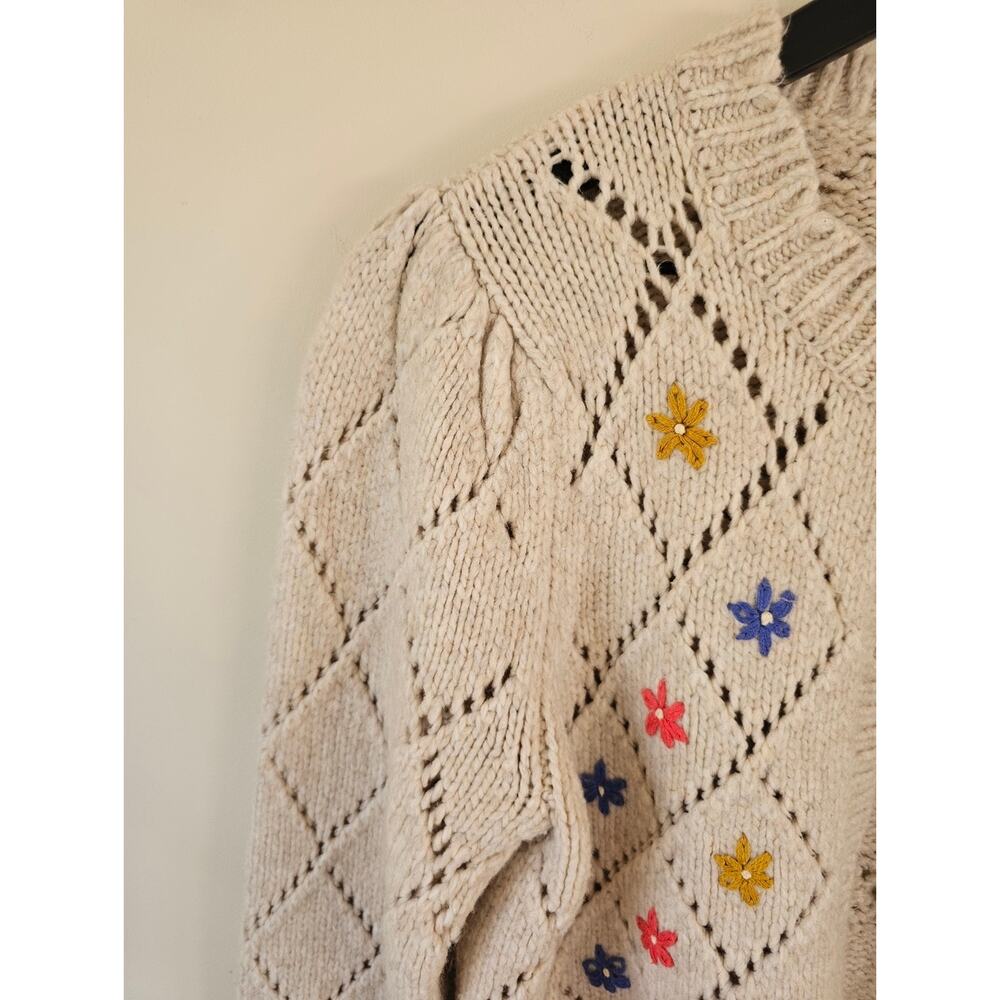 SAYLOR Surrey Embroidered Button-Front Cream Cardigan - Picture 8 of 10